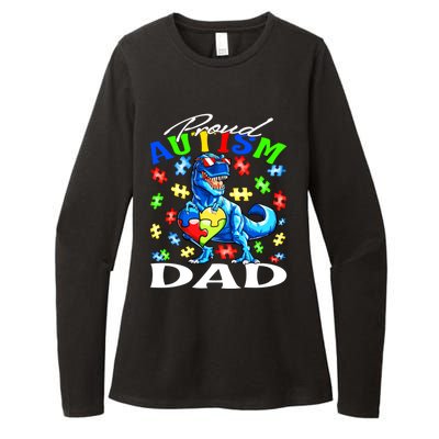 Proud Autism Dad Dinosaur Autism Awareness Gift Womens CVC Long Sleeve Shirt