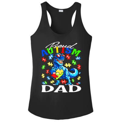 Proud Autism Dad Dinosaur Autism Awareness Gift Ladies PosiCharge Competitor Racerback Tank