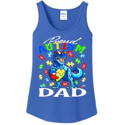 Proud Autism Dad Dinosaur Autism Awareness Gift Ladies Essential Tank