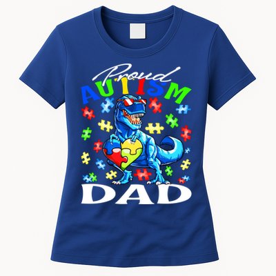 Proud Autism Dad Dinosaur Autism Awareness Gift Women's T-Shirt