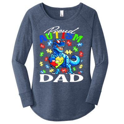 Proud Autism Dad Dinosaur Autism Awareness Gift Women's Perfect Tri Tunic Long Sleeve Shirt