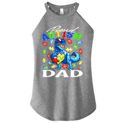 Proud Autism Dad Dinosaur Autism Awareness Gift Women's Perfect Tri Rocker Tank