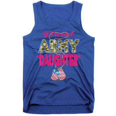 Proud Army Daughter US Flag Camo Dog Tags Gift For Military Child Tank Top
