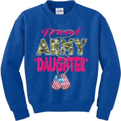 Proud Army Daughter US Flag Camo Dog Tags Gift For Military Child Kids Sweatshirt
