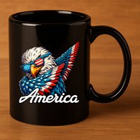 Patriotic America Dabbing Bald Eagle 11oz C Handle Ceramic Mug