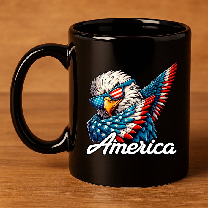 Patriotic America Dabbing Bald Eagle 11oz C Handle Ceramic Mug