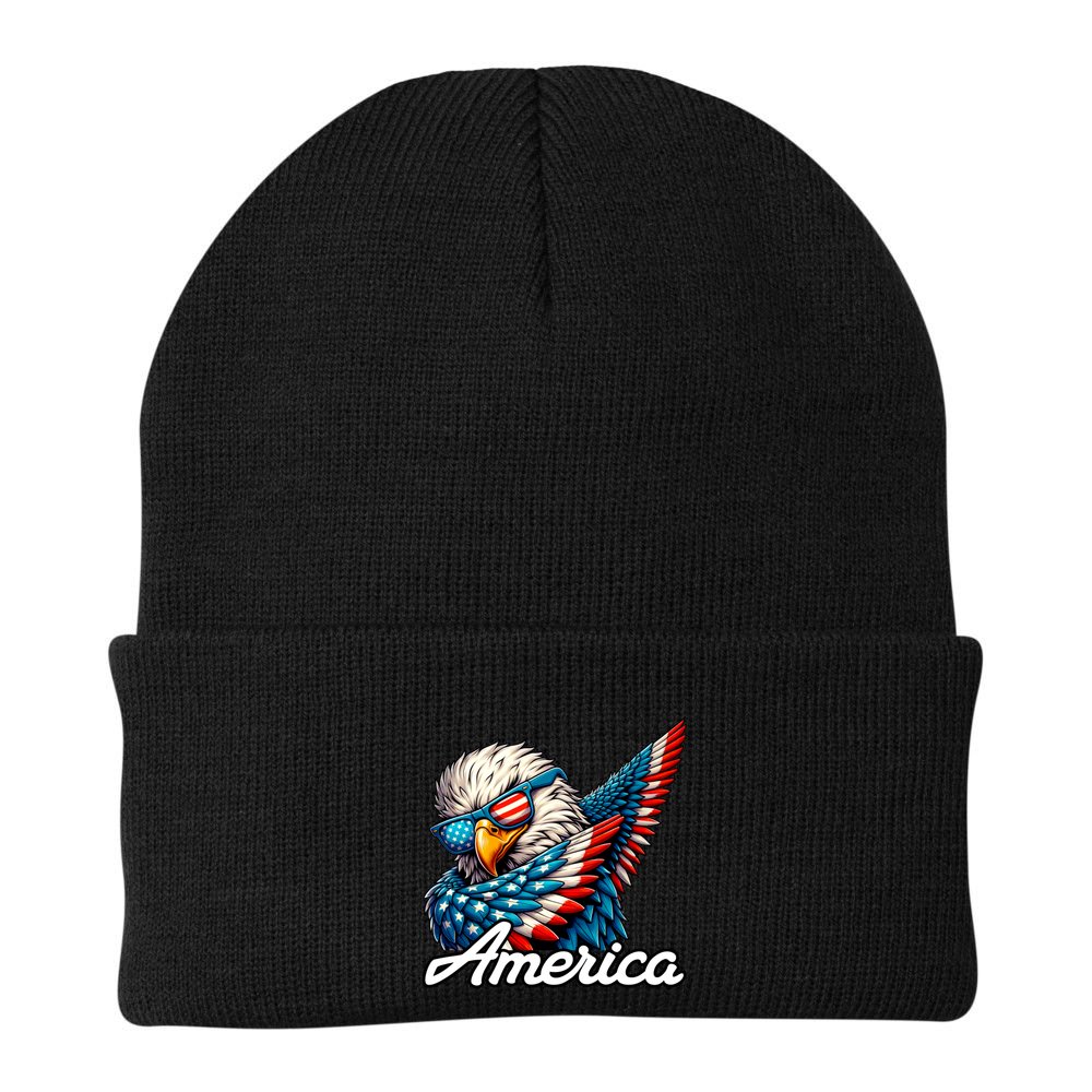 Patriotic America Dabbing Bald Eagle Beanie