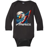 Patriotic America Dabbing Bald Eagle Baby Long Sleeve Bodysuit