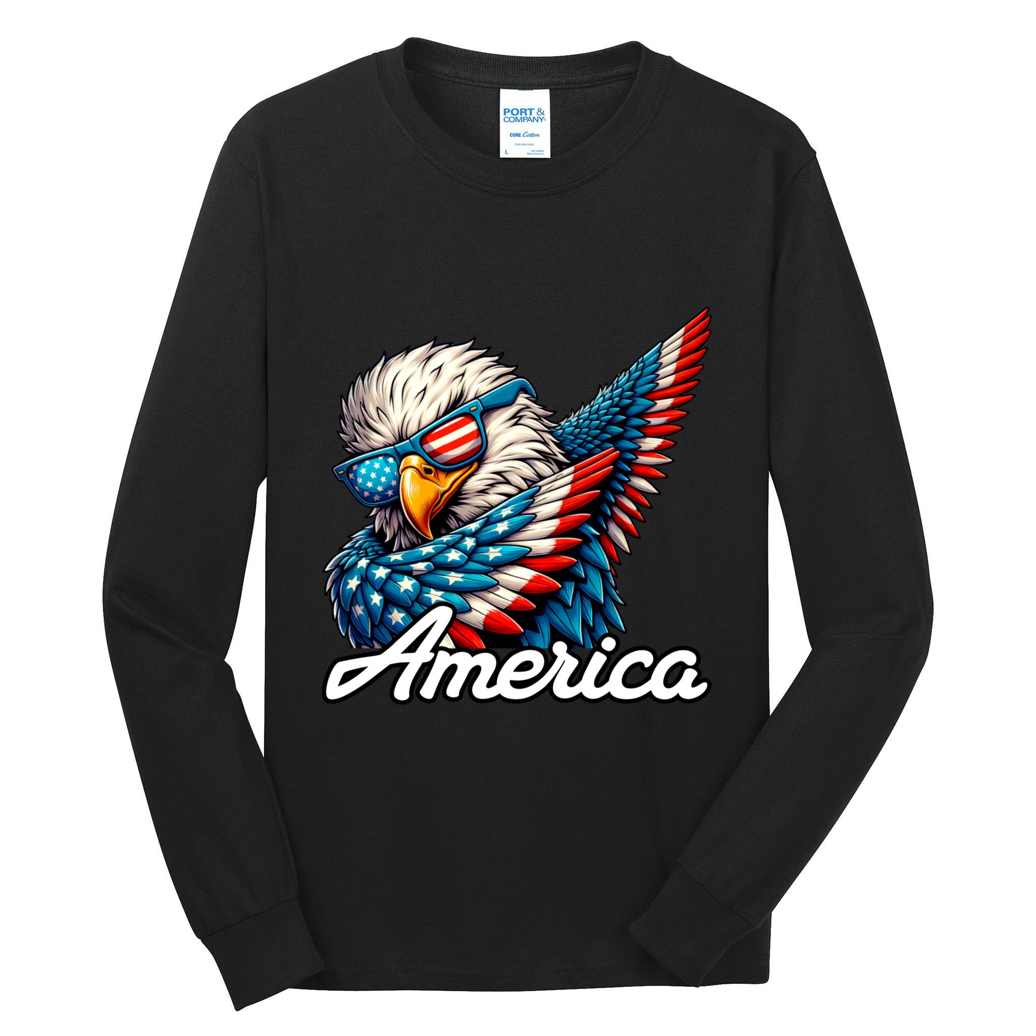 Patriotic America Dabbing Bald Eagle Tall Long Sleeve T-Shirt