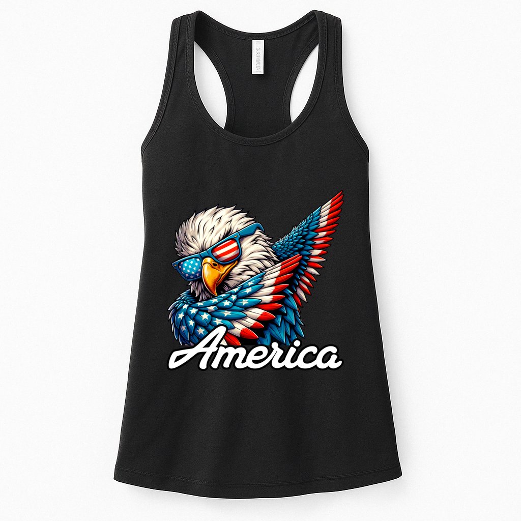 Patriotic America Dabbing Bald Eagle Womens Tank Top