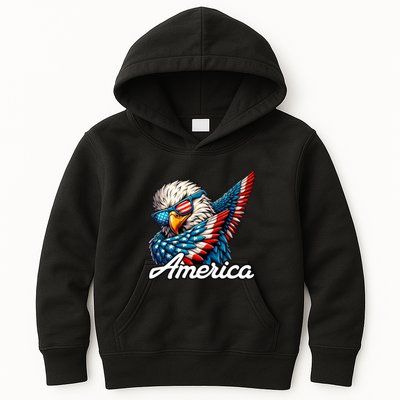 Patriotic America Dabbing Bald Eagle Kids Hoodie