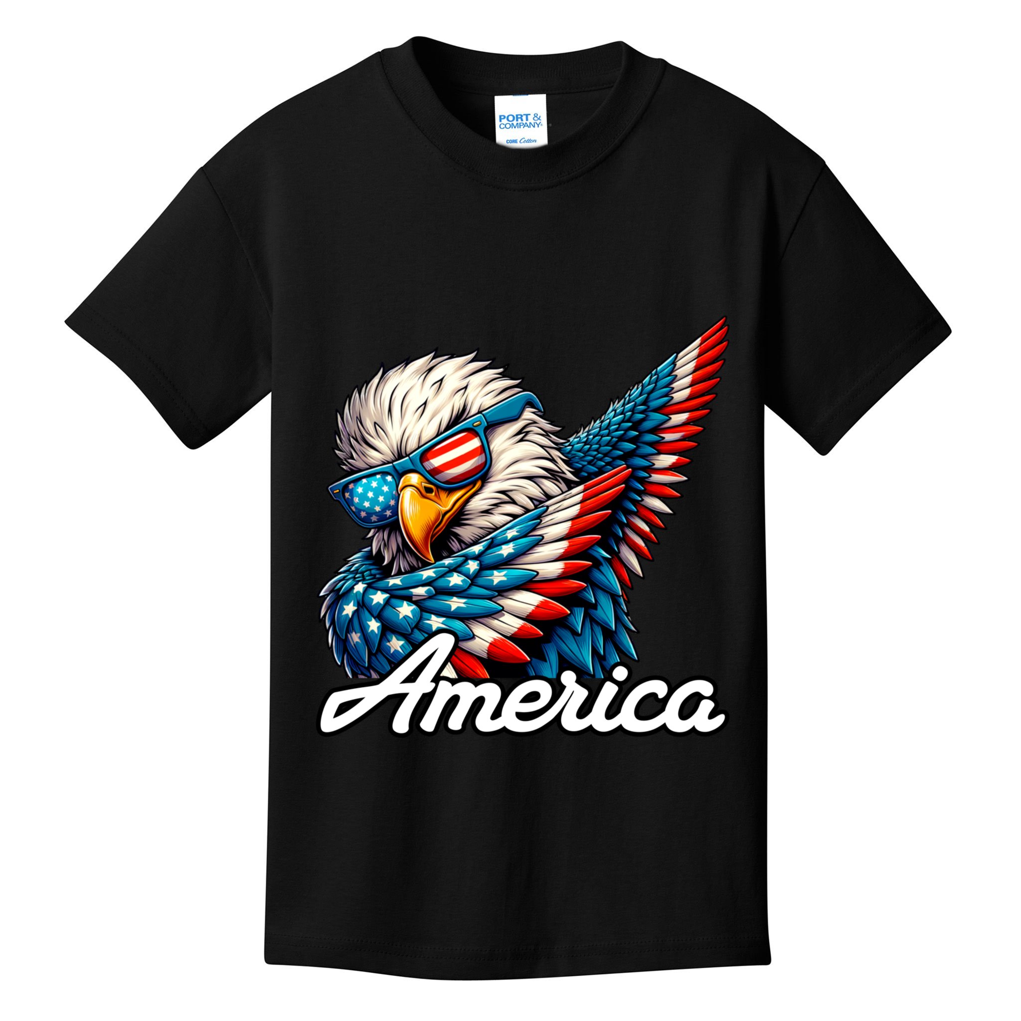 Patriotic America Dabbing Bald Eagle Kids T-Shirt