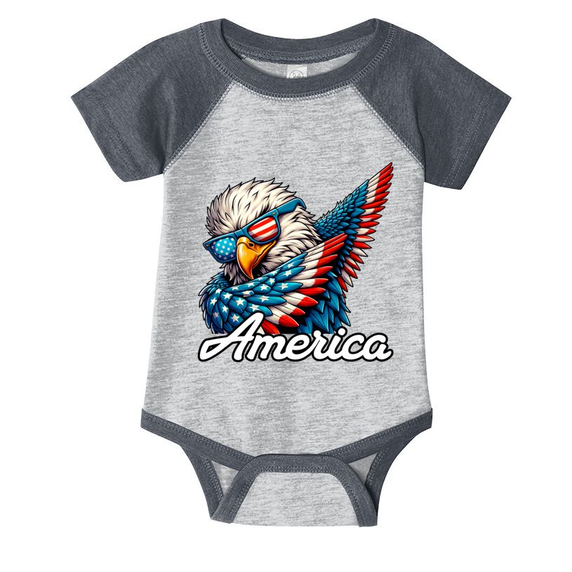 Patriotic America Dabbing Bald Eagle Infant Baby Jersey Bodysuit