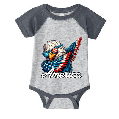 Patriotic America Dabbing Bald Eagle Infant Baby Jersey Bodysuit