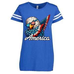 Patriotic America Dabbing Bald Eagle Enza Ladies Jersey Football T-Shirt