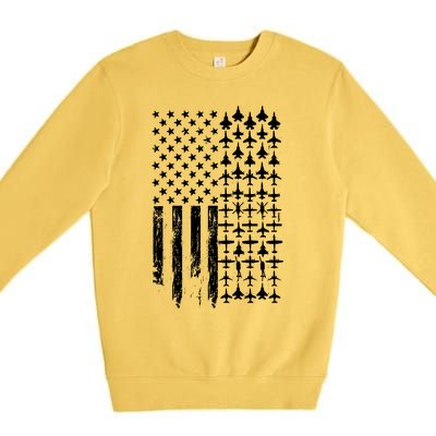 Pilot Airplane Distress American Flag Plane Of Aviation Crew Gift Premium Crewneck Sweatshirt