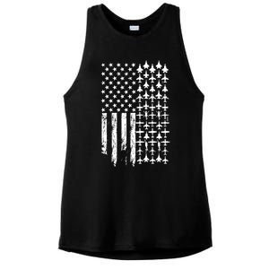 Pilot Airplane Distress American Flag Plane Of Aviation Crew Gift Ladies PosiCharge Tri-Blend Wicking Tank