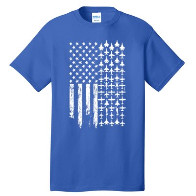 Pilot Airplane Distress American Flag Plane Of Aviation Crew Gift Tall T-Shirt