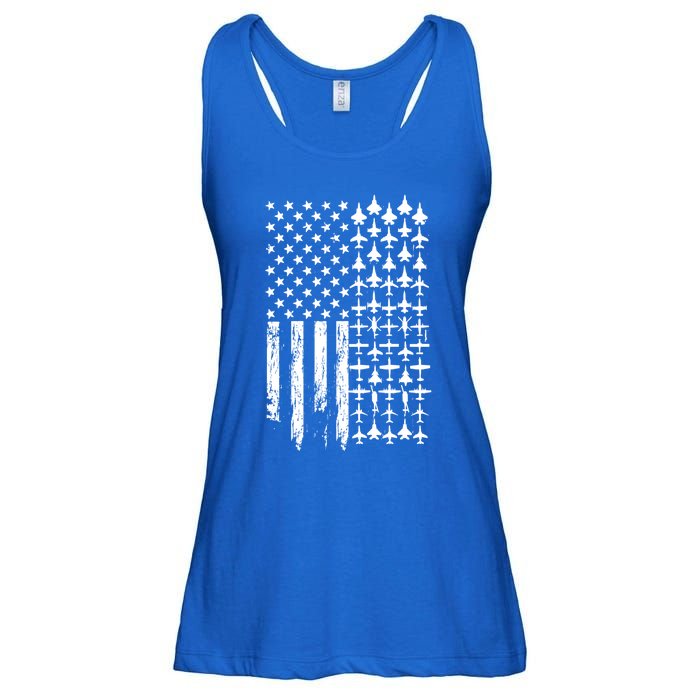 Pilot Airplane Distress American Flag Plane Of Aviation Crew Gift Ladies Essential Flowy Tank