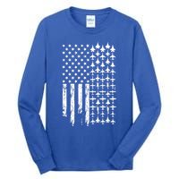 Pilot Airplane Distress American Flag Plane Of Aviation Crew Gift Tall Long Sleeve T-Shirt