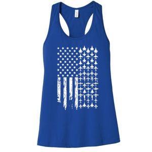 Pilot Airplane Distress American Flag Plane Of Aviation Crew Gift Women's Racerback Tank