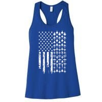 Pilot Airplane Distress American Flag Plane Of Aviation Crew Gift Women's Racerback Tank