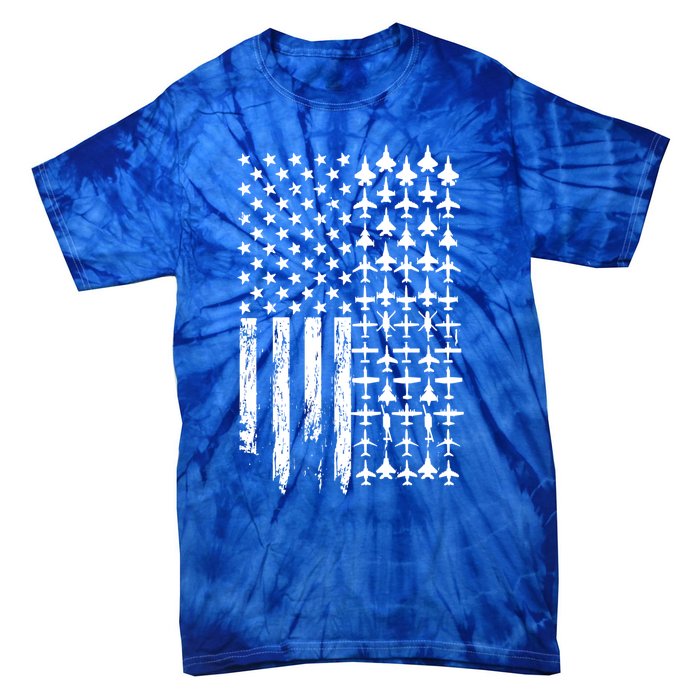 Pilot Airplane Distress American Flag Plane Of Aviation Crew Gift Tie-Dye T-Shirt