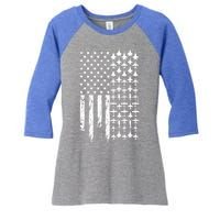 Pilot Airplane Distress American Flag Plane Of Aviation Crew Gift Women's Tri-Blend 3/4-Sleeve Raglan Shirt