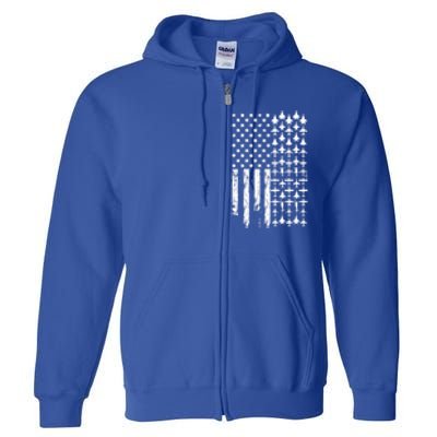 Pilot Airplane Distress American Flag Plane Of Aviation Crew Gift Full Zip Hoodie