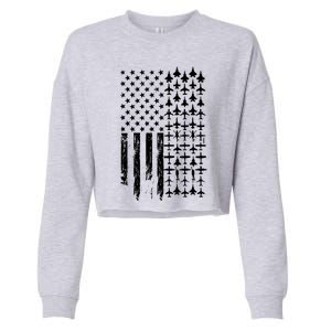 Pilot Airplane Distress American Flag Plane Of Aviation Crew Gift Cropped Pullover Crew