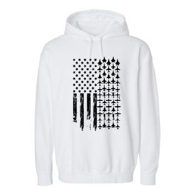 Pilot Airplane Distress American Flag Plane Of Aviation Crew Gift Garment-Dyed Fleece Hoodie