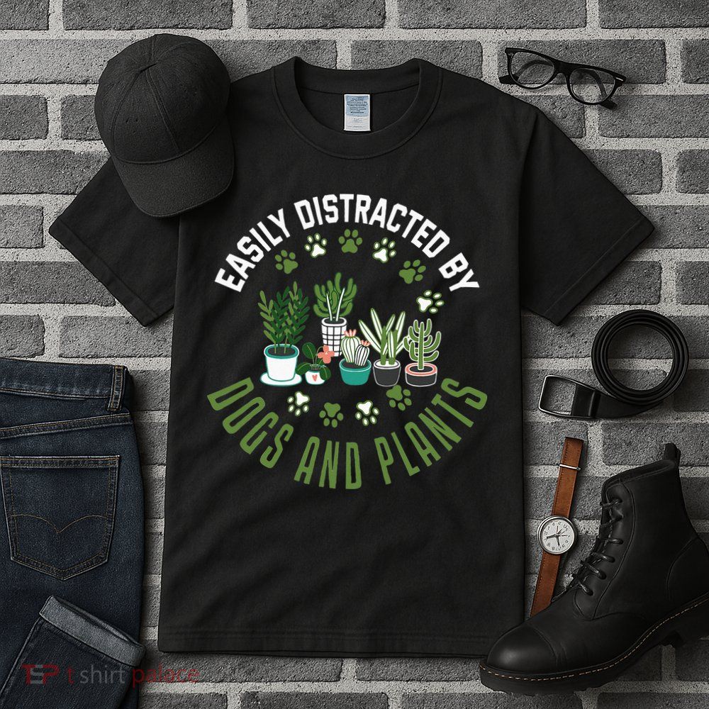 Plants And Dogs Funny Plant Lover Dog Lover Plant Tall T-Shirt