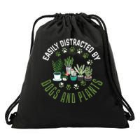 Plants And Dogs Funny Plant Lover Dog Lover Plant Drawstring Bag