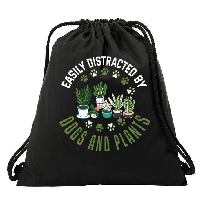 Plants And Dogs Funny Plant Lover Dog Lover Plant Drawstring Bag