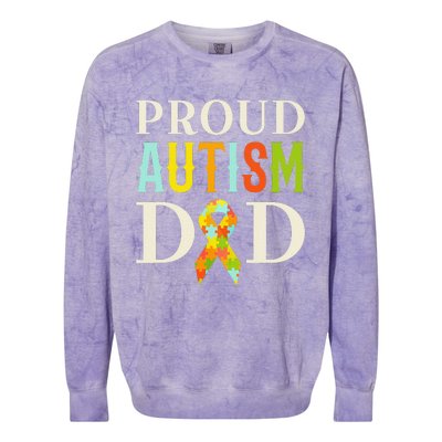 Proud Autism Dad S Autism Awareness Colorblast Crewneck Sweatshirt