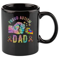Proud Autism Dad Autism Awareness Tie Dye Matching 11oz C Handle Ceramic Mug