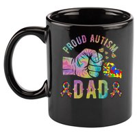 Proud Autism Dad Autism Awareness Tie Dye Matching 11oz C Handle Ceramic Mug