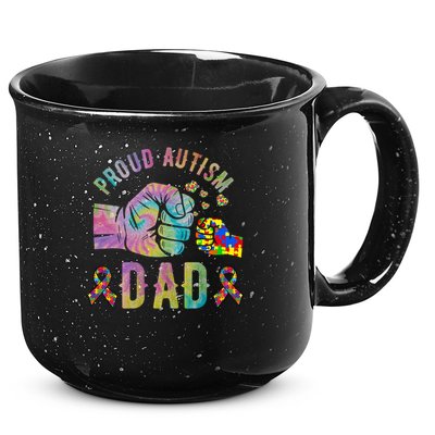 Proud Autism Dad Autism Awareness Tie Dye Matching 15oz Campfire Ceramic Mug