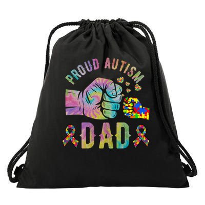 Proud Autism Dad Autism Awareness Tie Dye Matching Drawstring Bag