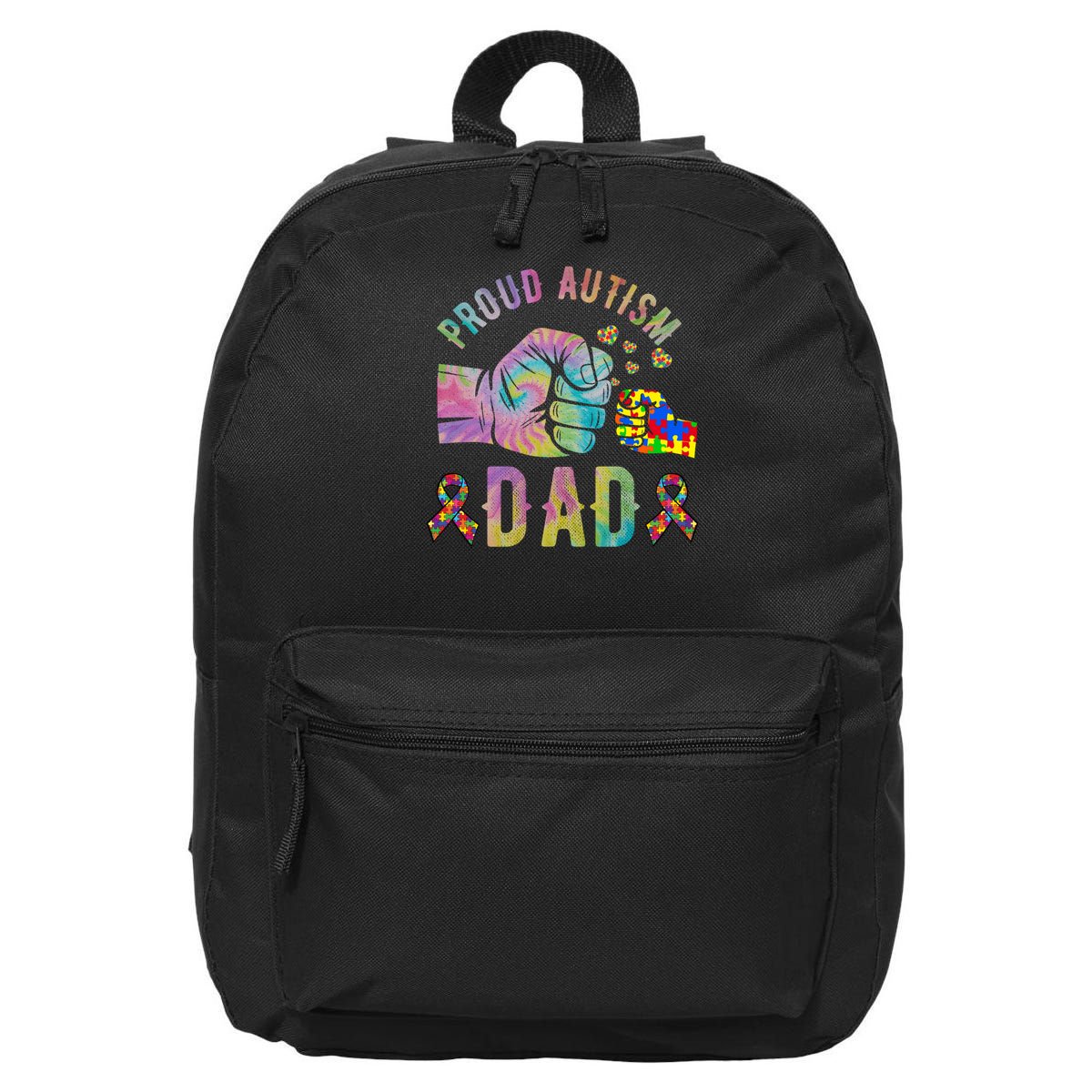 Proud Autism Dad Autism Awareness Tie Dye Matching 16 in Basic Backpack