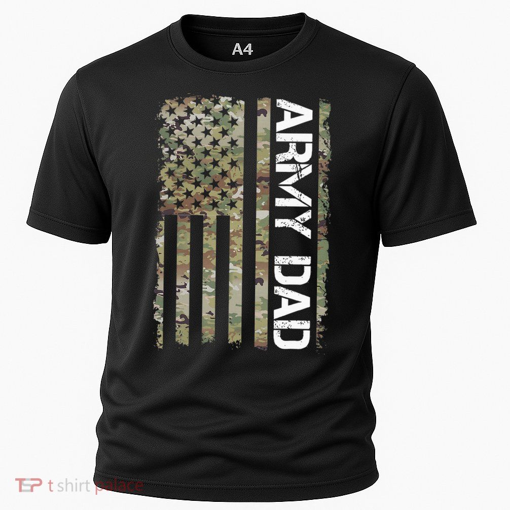 Proud Army Dad United States Usa Flag Gift For FatherS Day Cooling Performance Crew T-Shirt