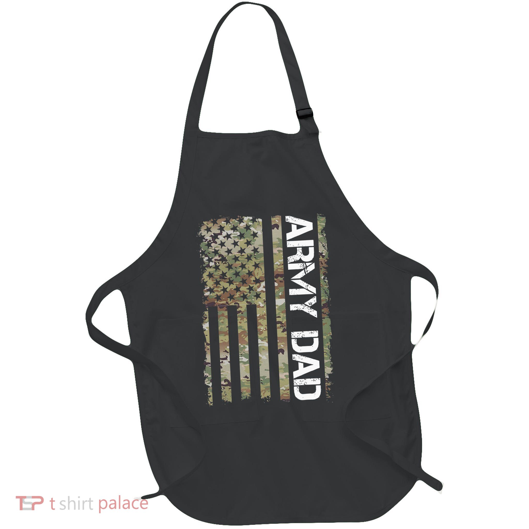 Proud Army Dad United States Usa Flag Gift For FatherS Day Full-Length Apron With Pockets