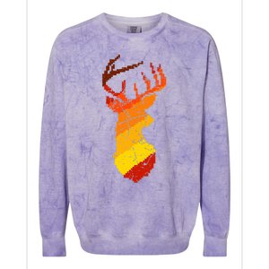 Pixelated Art Deer Hunting Sunset Colorblast Crewneck Sweatshirt