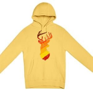 Pixelated Art Deer Hunting Sunset Premium Pullover Hoodie