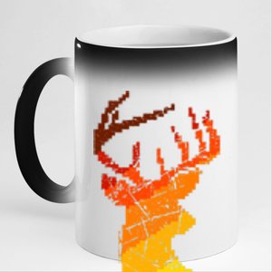 Pixelated Art Deer Hunting Sunset 11oz Black Color Changing Mug