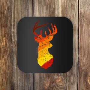 Pixelated Art Deer Hunting Sunset Coaster