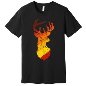 Pixelated Art Deer Hunting Sunset Premium T-Shirt