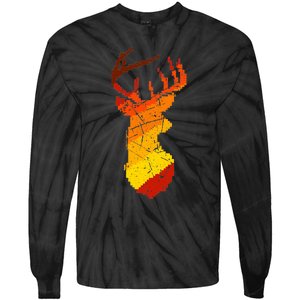 Pixelated Art Deer Hunting Sunset Tie-Dye Long Sleeve Shirt