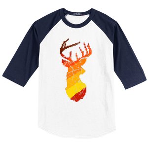 Pixelated Art Deer Hunting Sunset Baseball Sleeve Shirt