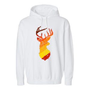 Pixelated Art Deer Hunting Sunset Garment-Dyed Fleece Hoodie